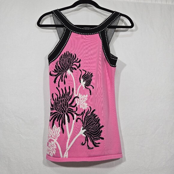 Y2K Vintage CACHE Cottagecore Pink Halter Strappy Slinky Knit Tank Top Size M. - Picture 1 of 17